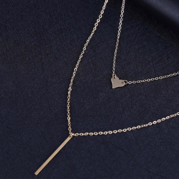 🆕Gold heart bar layered necklace - Picture 2 of 2